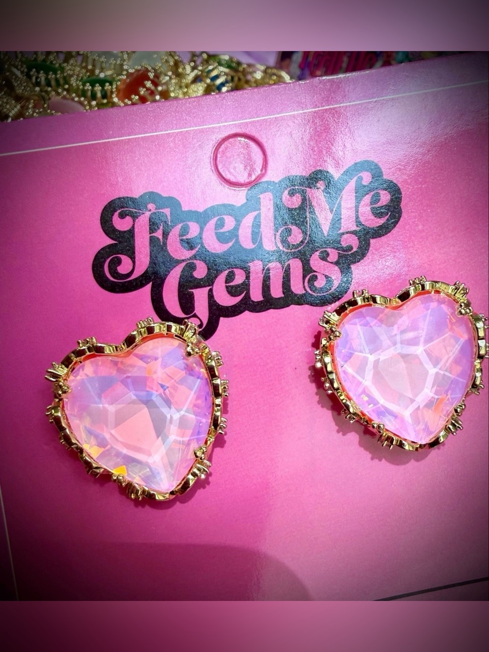 Feed Me Gems Pink Opal Aphrodite Studs NWT